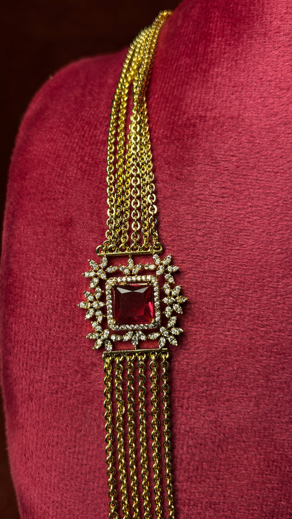 Rubi Chandraharam With Earrings+Ring SRJCH26