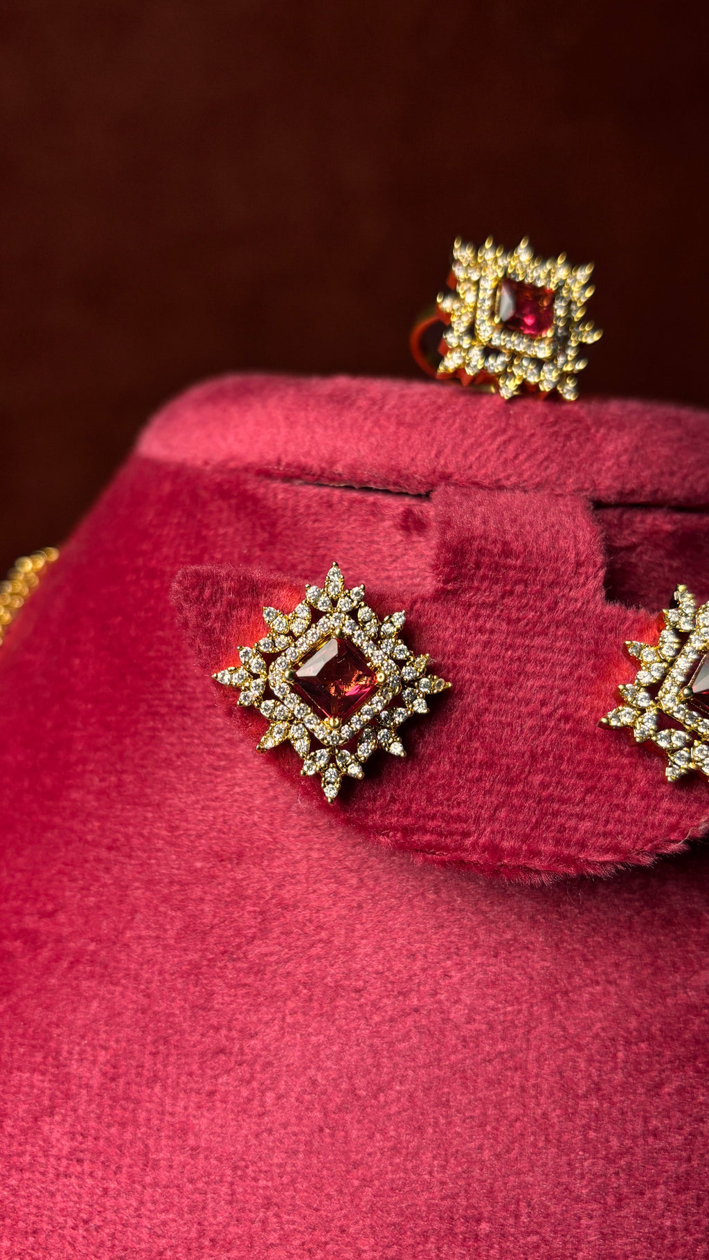 Rubi Chandraharam With Earrings+Ring SRJCH26