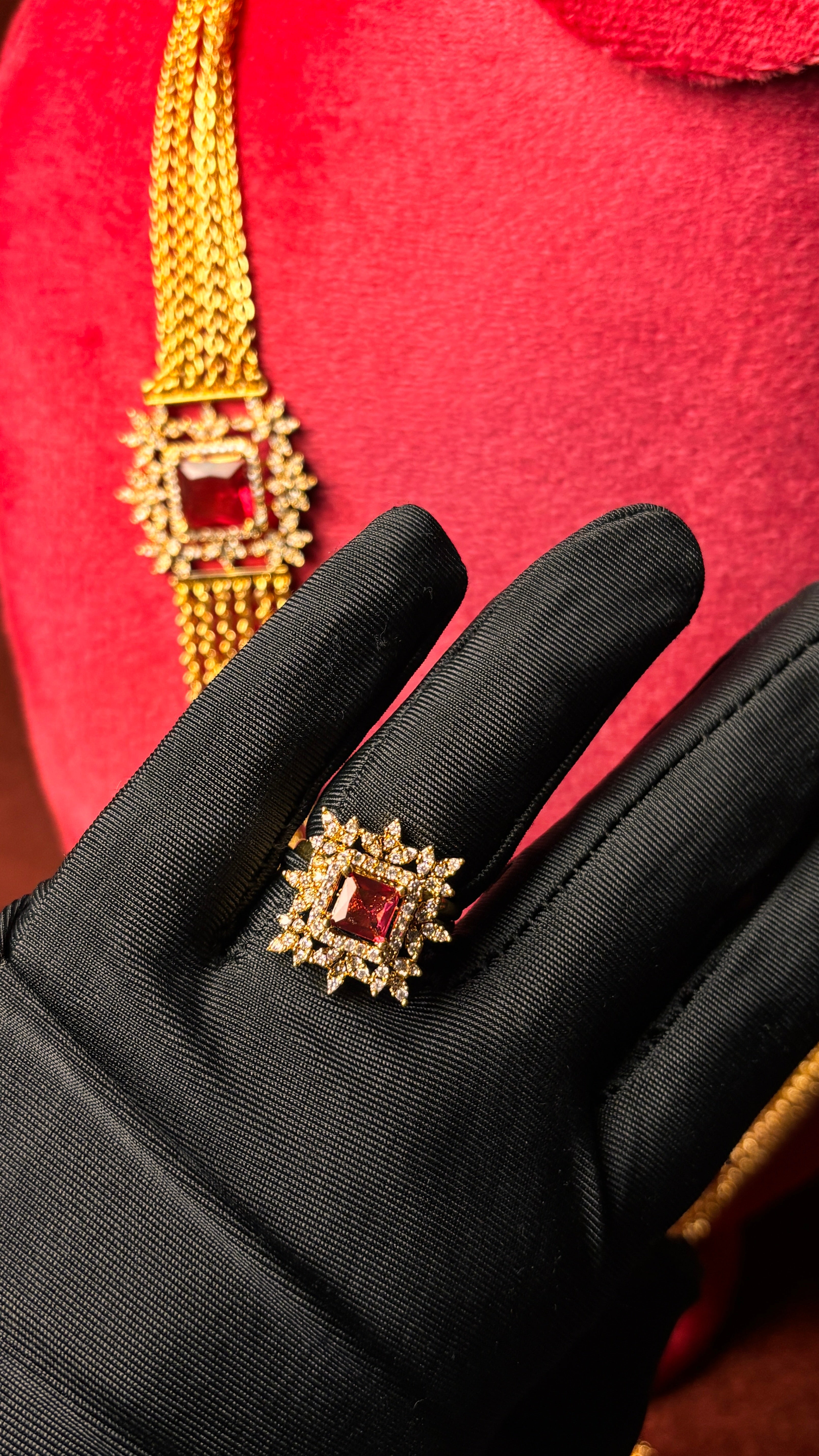 Rubi Chandraharam With Earrings+Ring SRJCH26