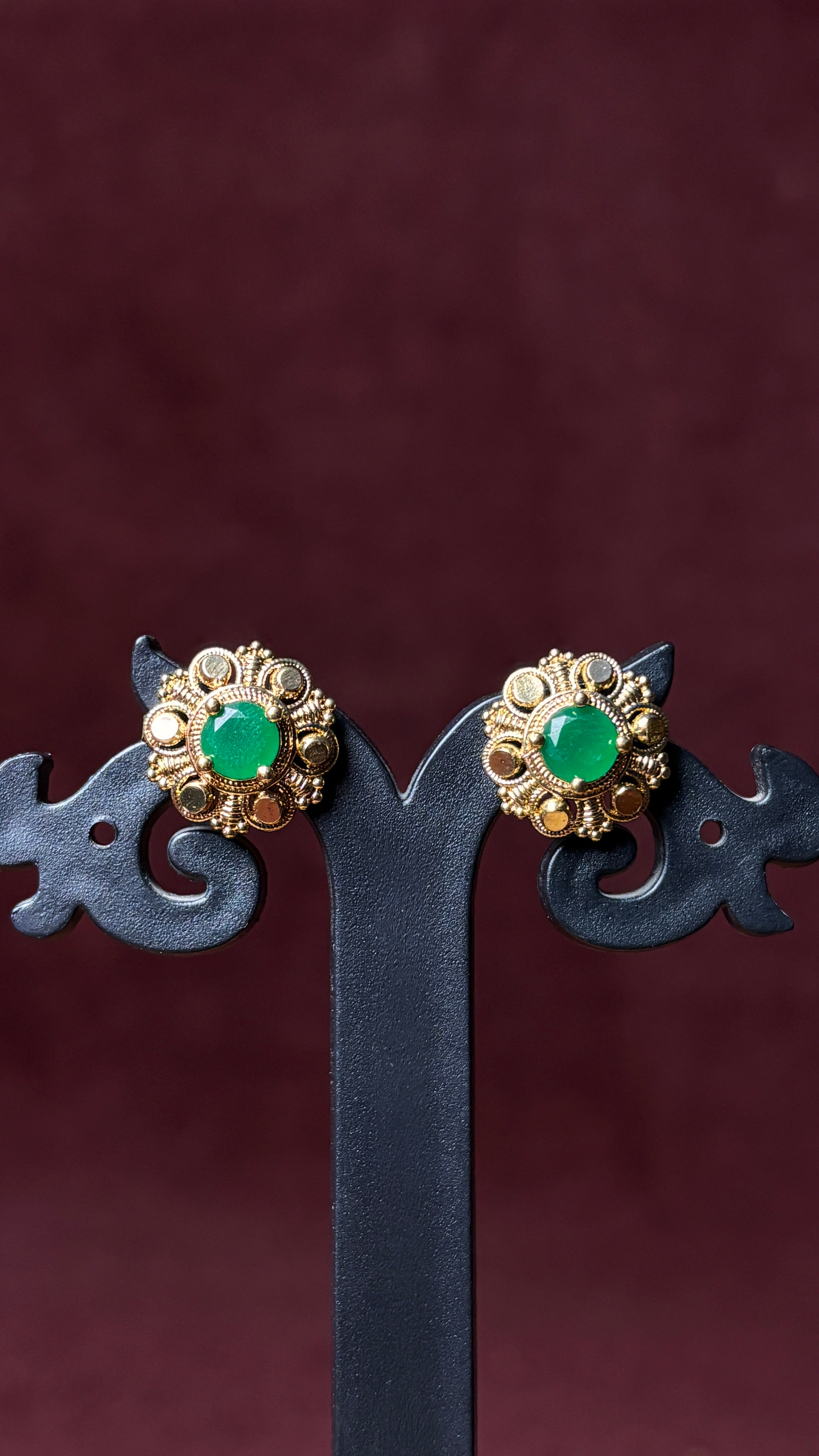 Green Flower Studs SRJER140