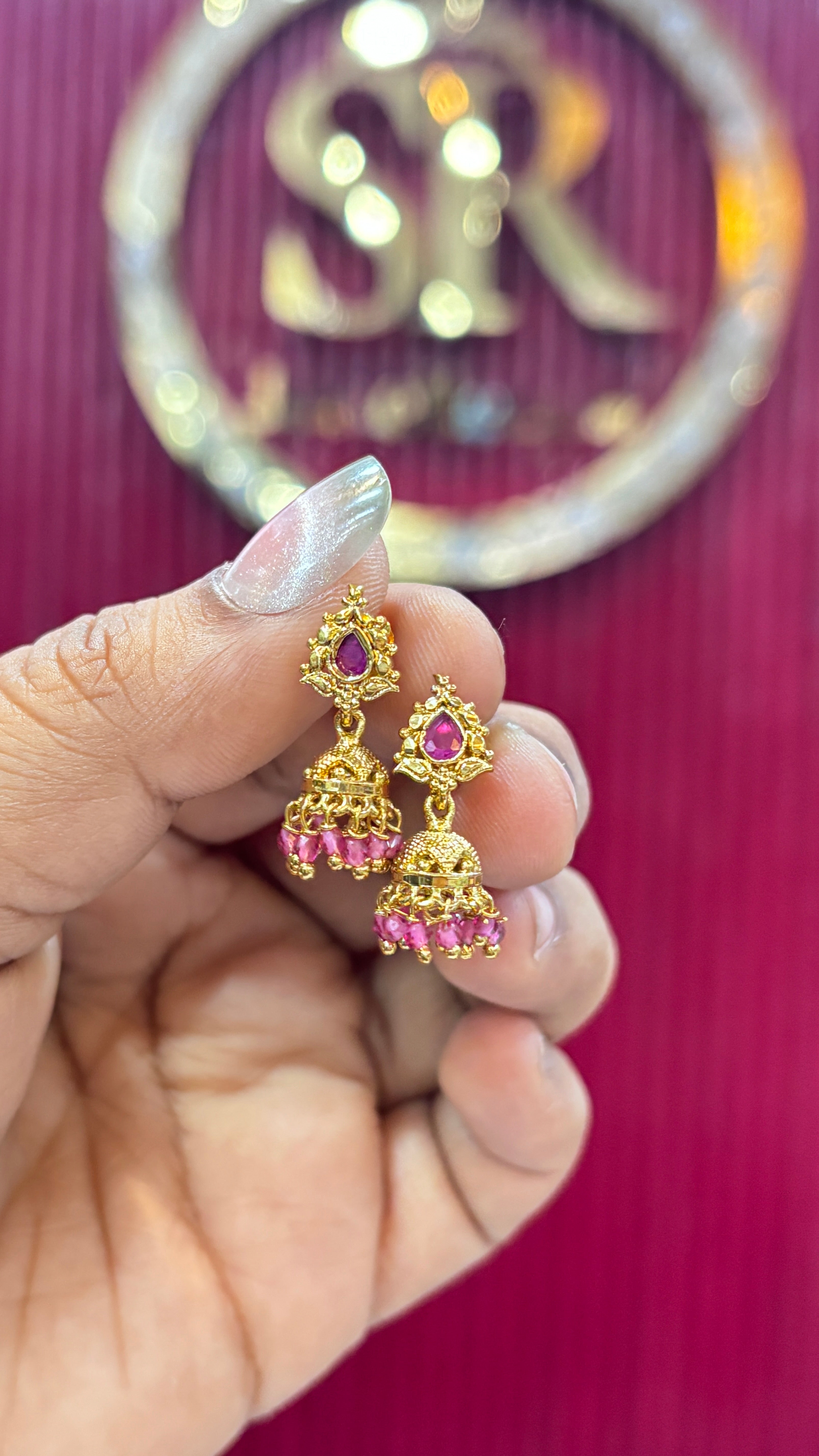 Mini Pink Jhumka SRJERSN