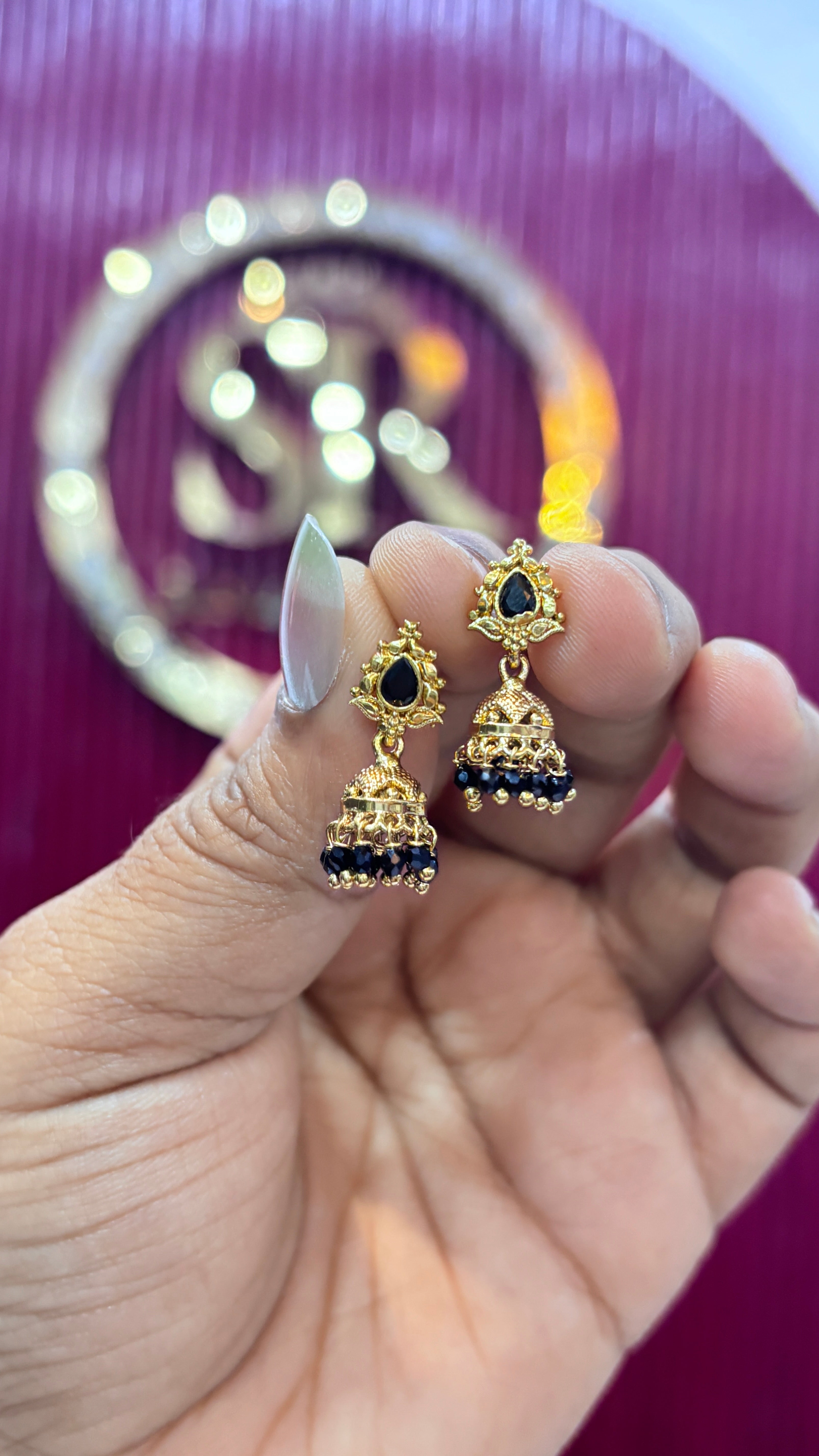 Black Mini Jhumka SRJERSN