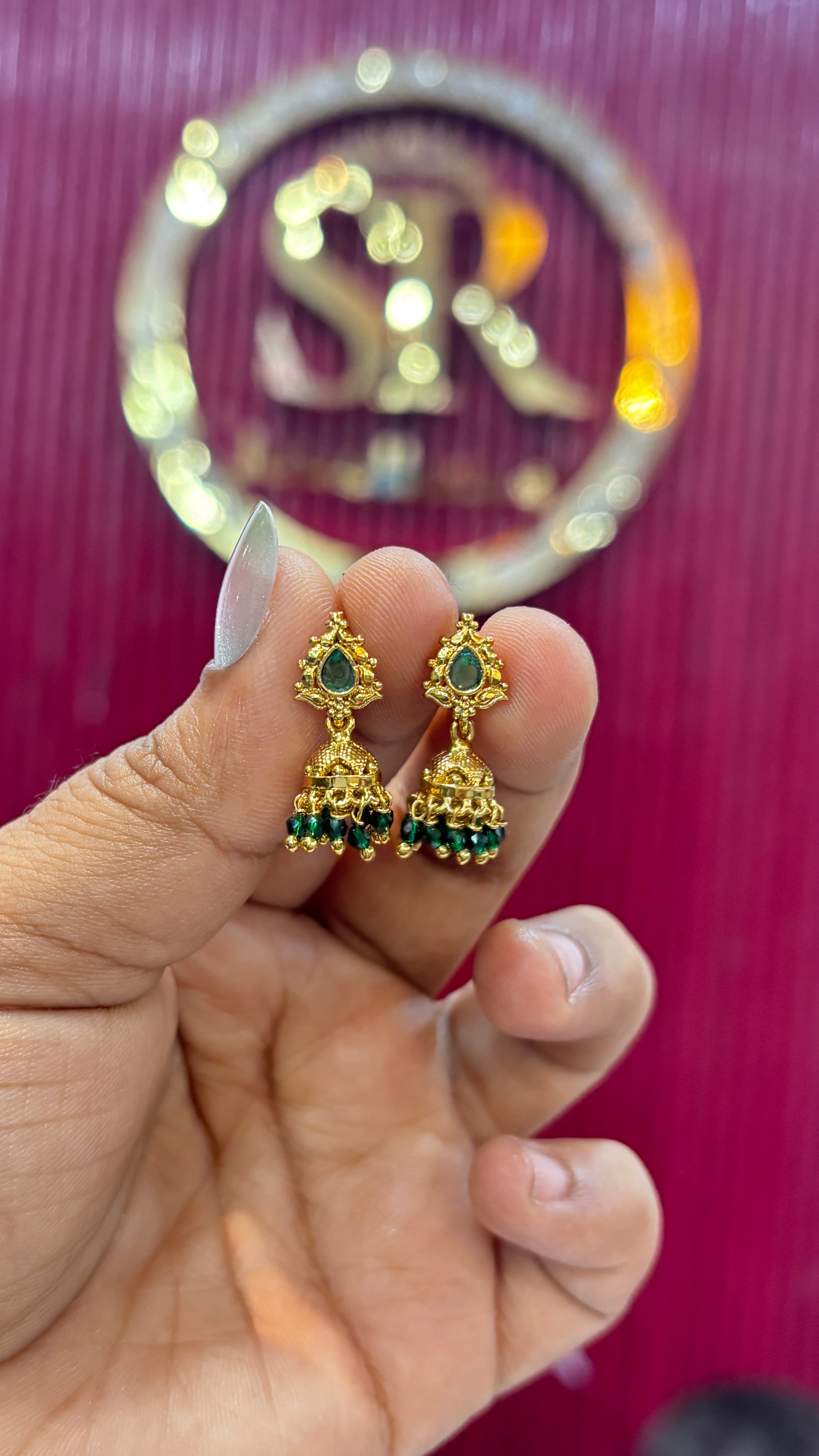 Green Mini Jhumak SRJERSN