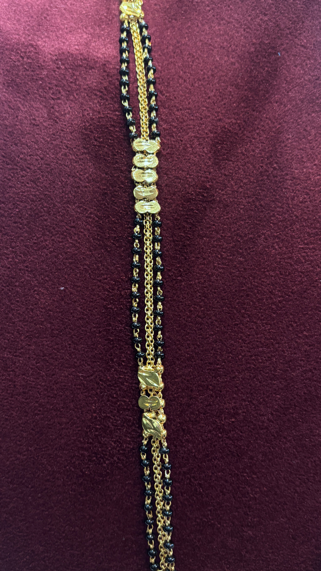 Long Gold Replica Black Beads SRJLBB14