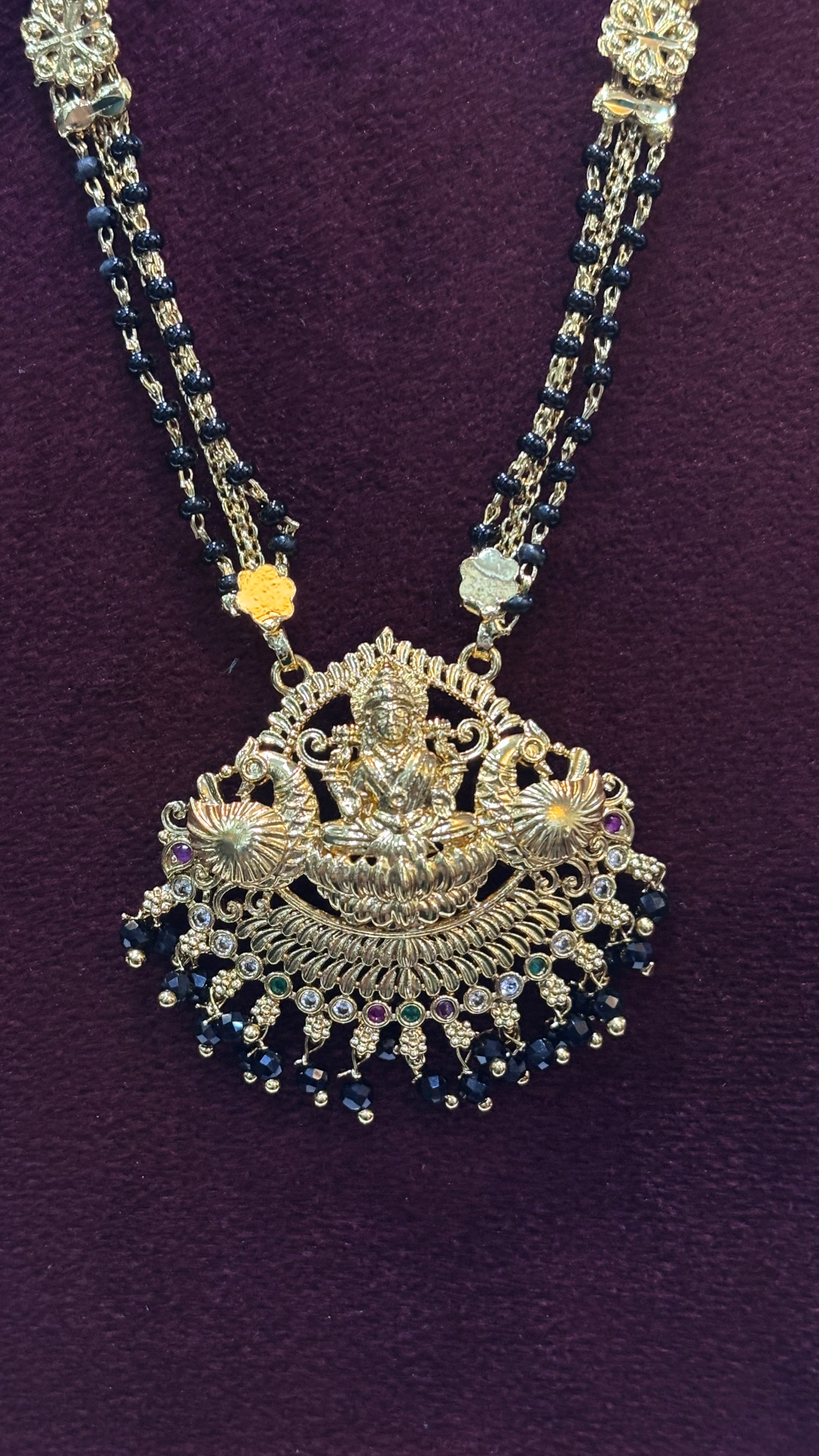 Laxmi Devi Long Black Beads SRJLBB15