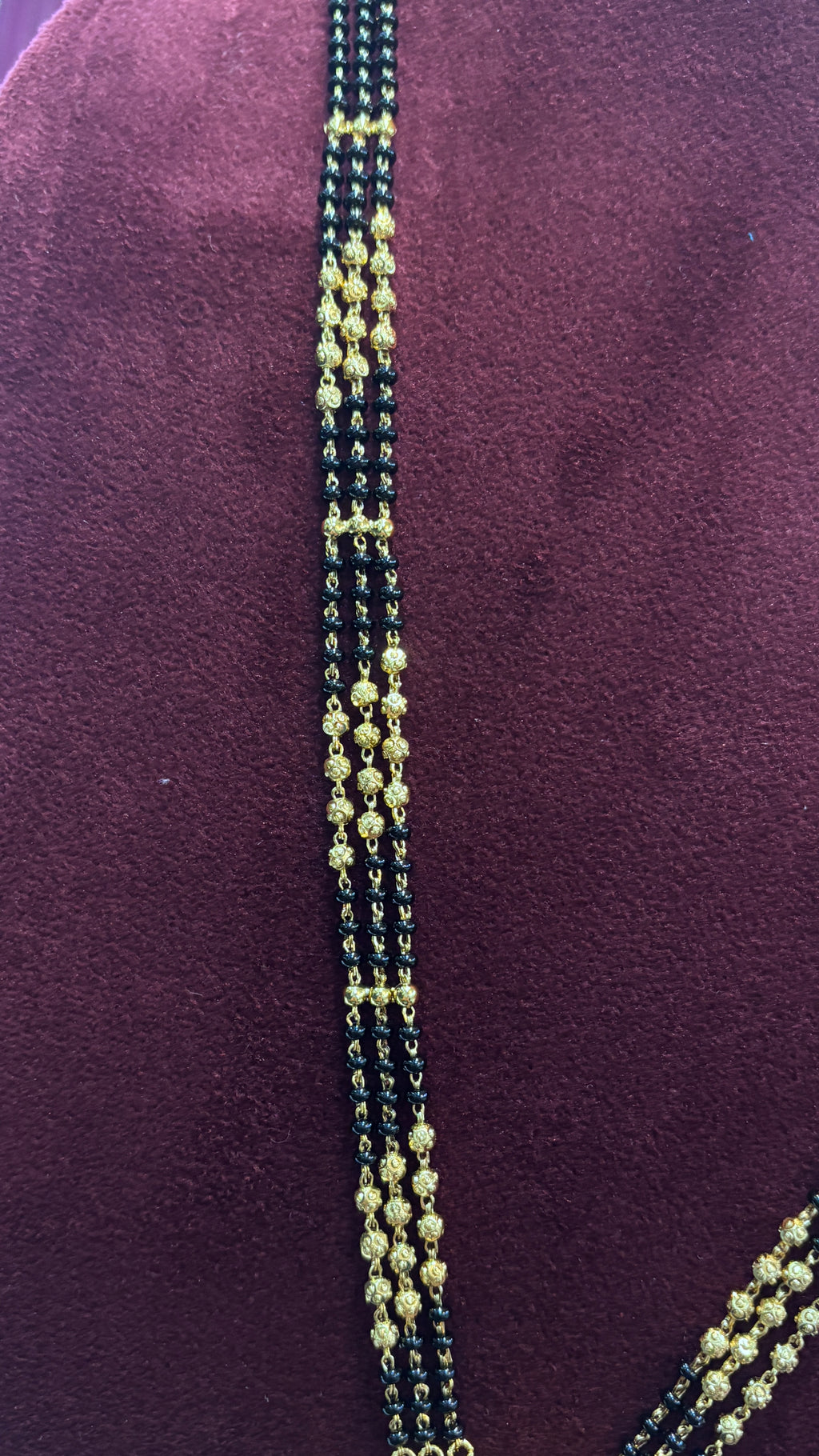 Laxmi Devi  3line Black Beads SRJLBB18