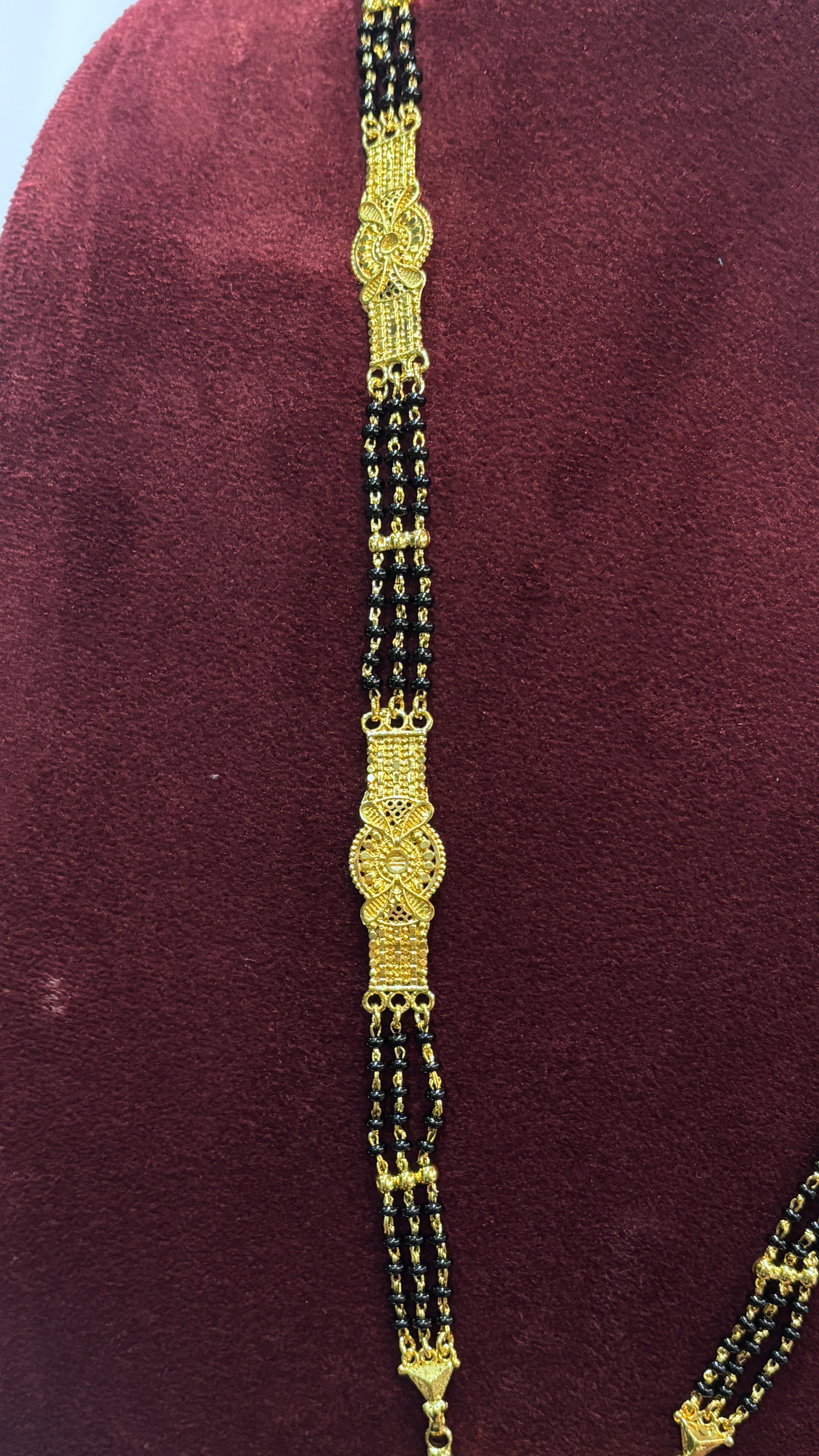 Enamel Three Line Patti Black Beads SRJLBB19