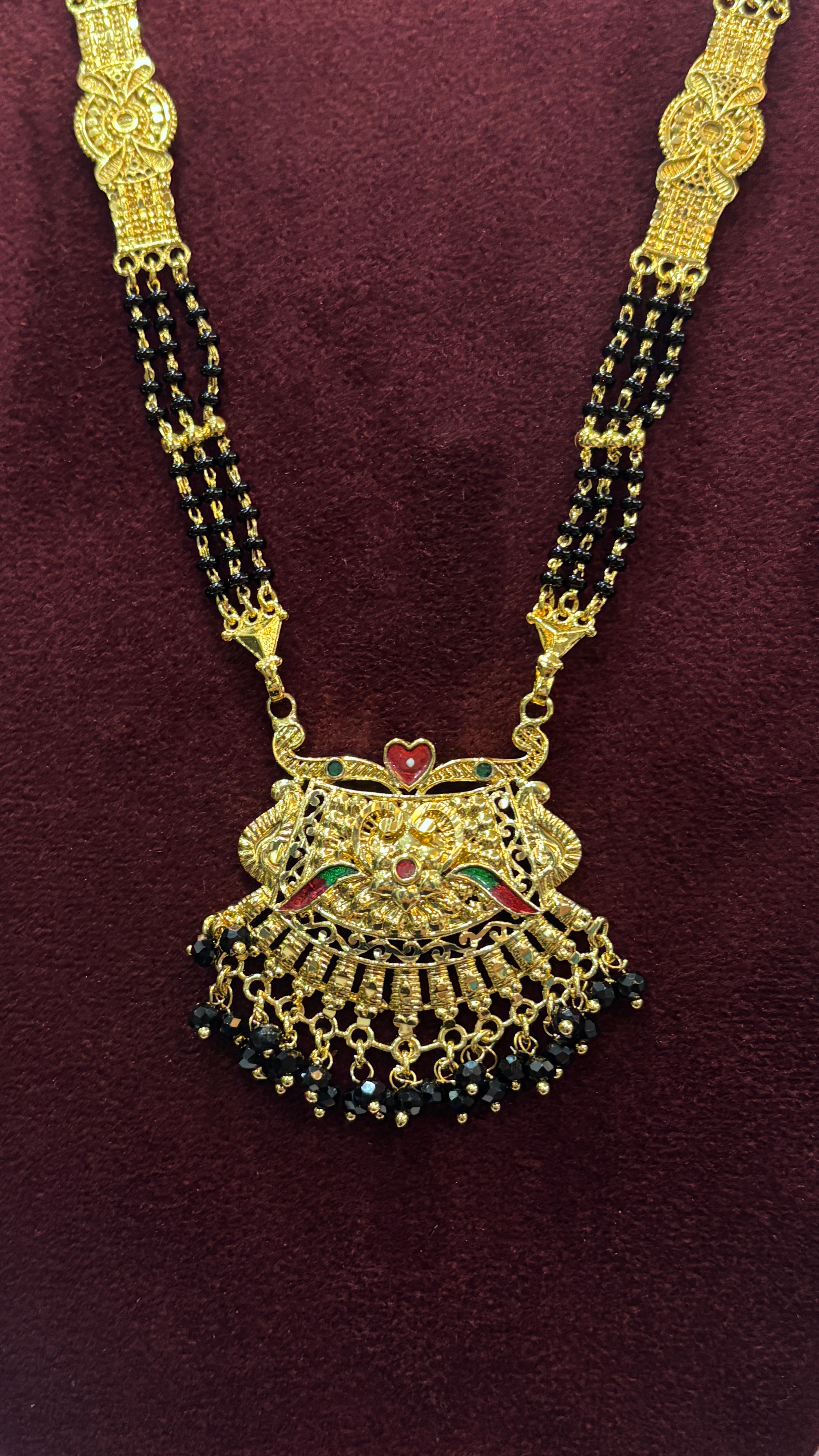 Enamel Three Line Patti Black Beads SRJLBB19