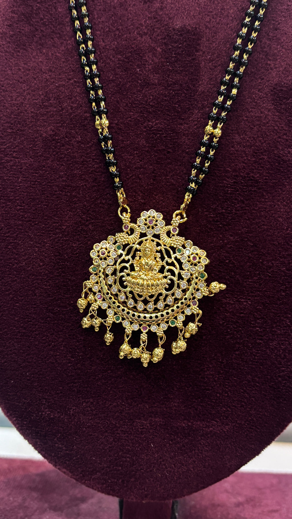 Laxmi Devi Two Line Black Beads SRJLBB20