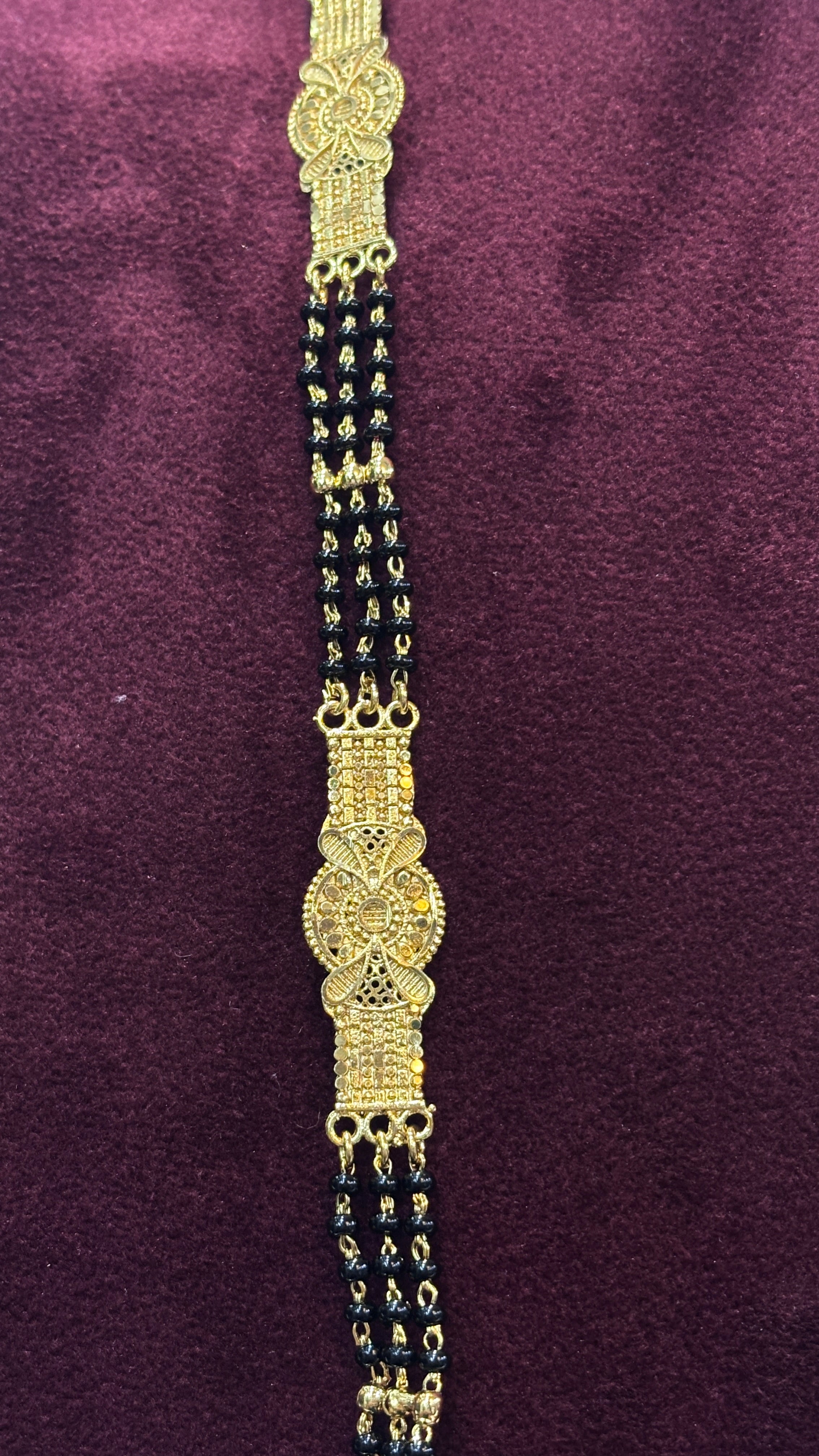 3 Line Patti Black Beads SRJLBB21