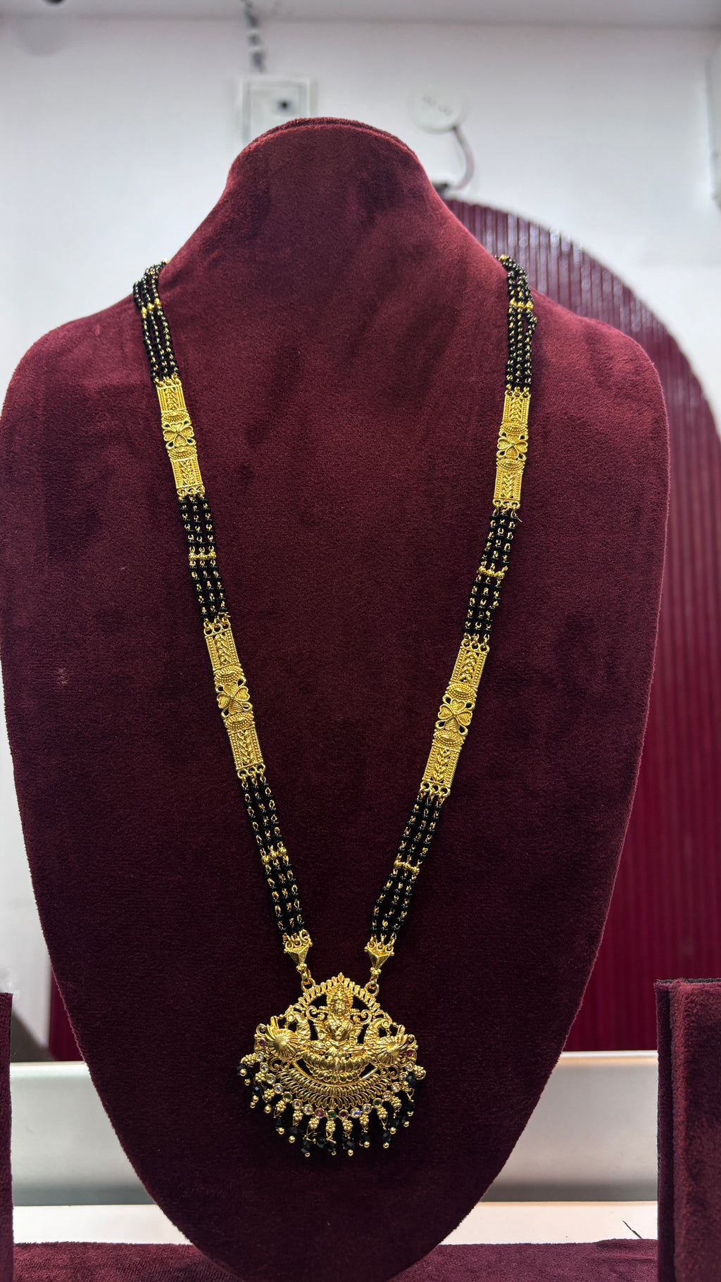 Laxmi Devi Patti Black Beads SRJLBB22