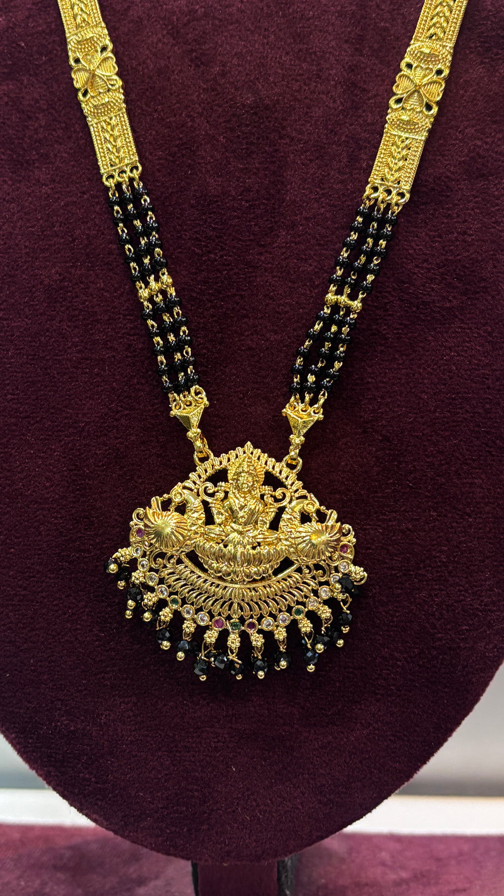 Laxmi Devi Patti Black Beads SRJLBB22