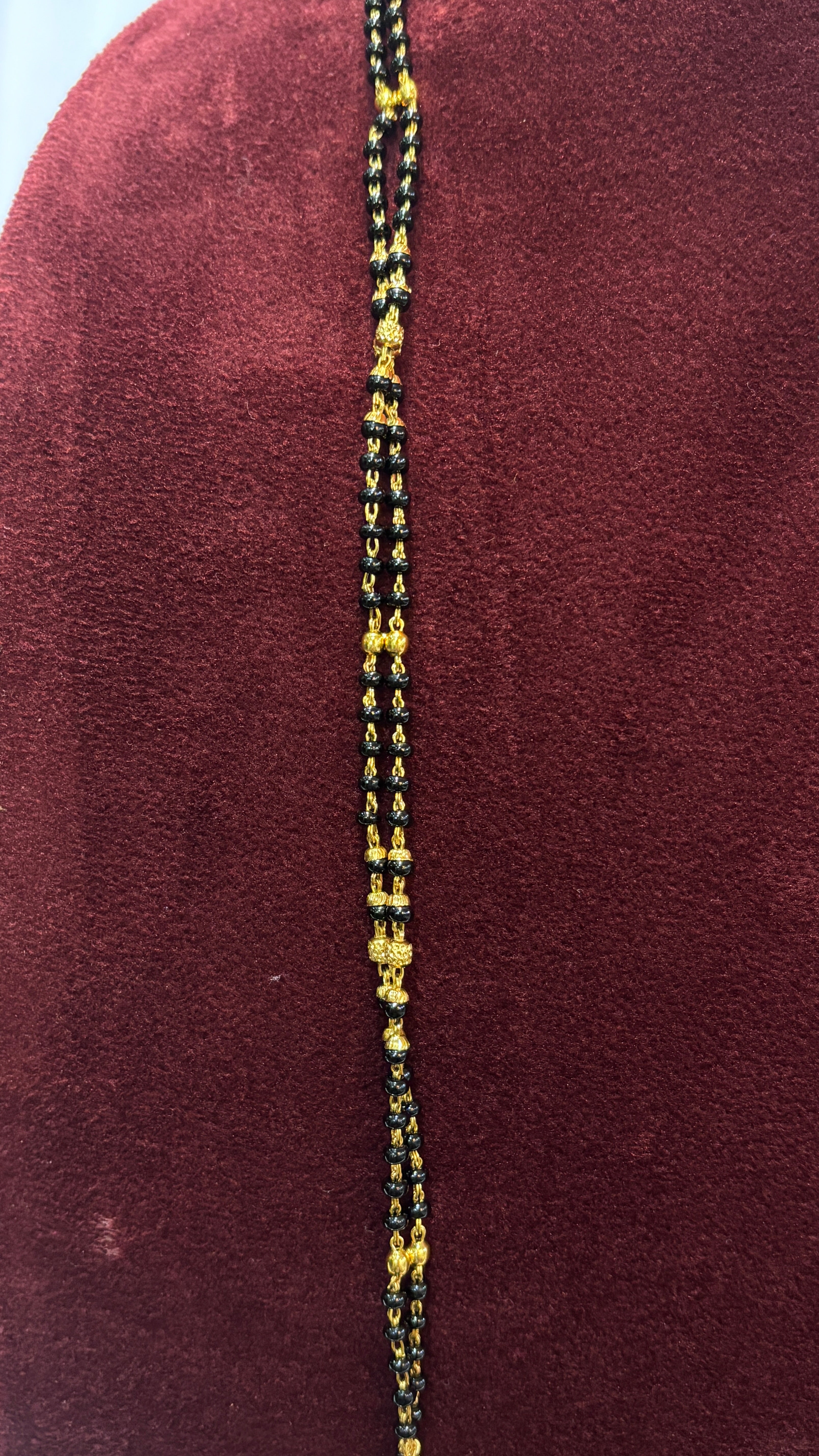 2 Line Laxmi Black Beads SRJLBB23