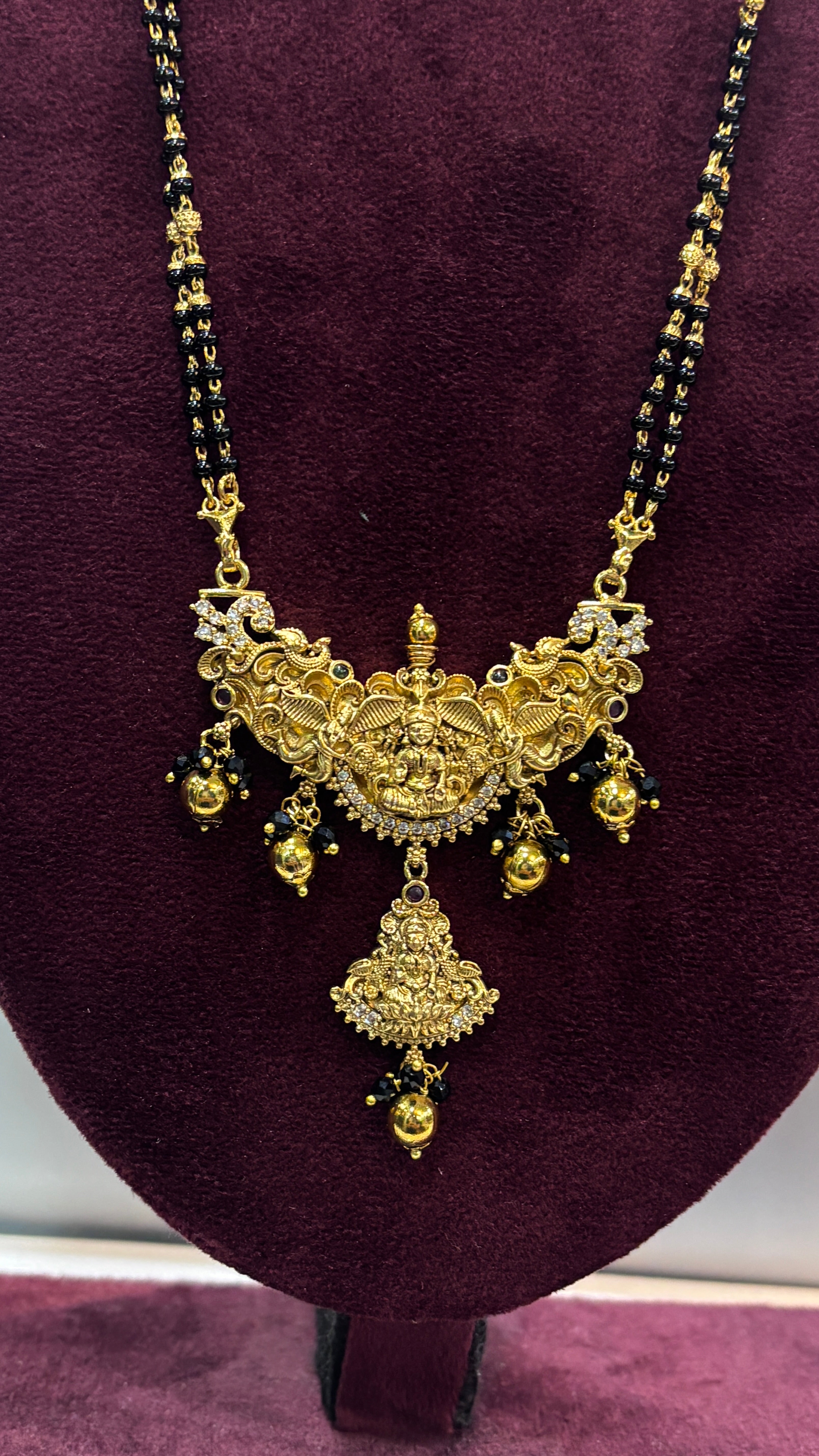 2 Line Laxmi Black Beads SRJLBB23