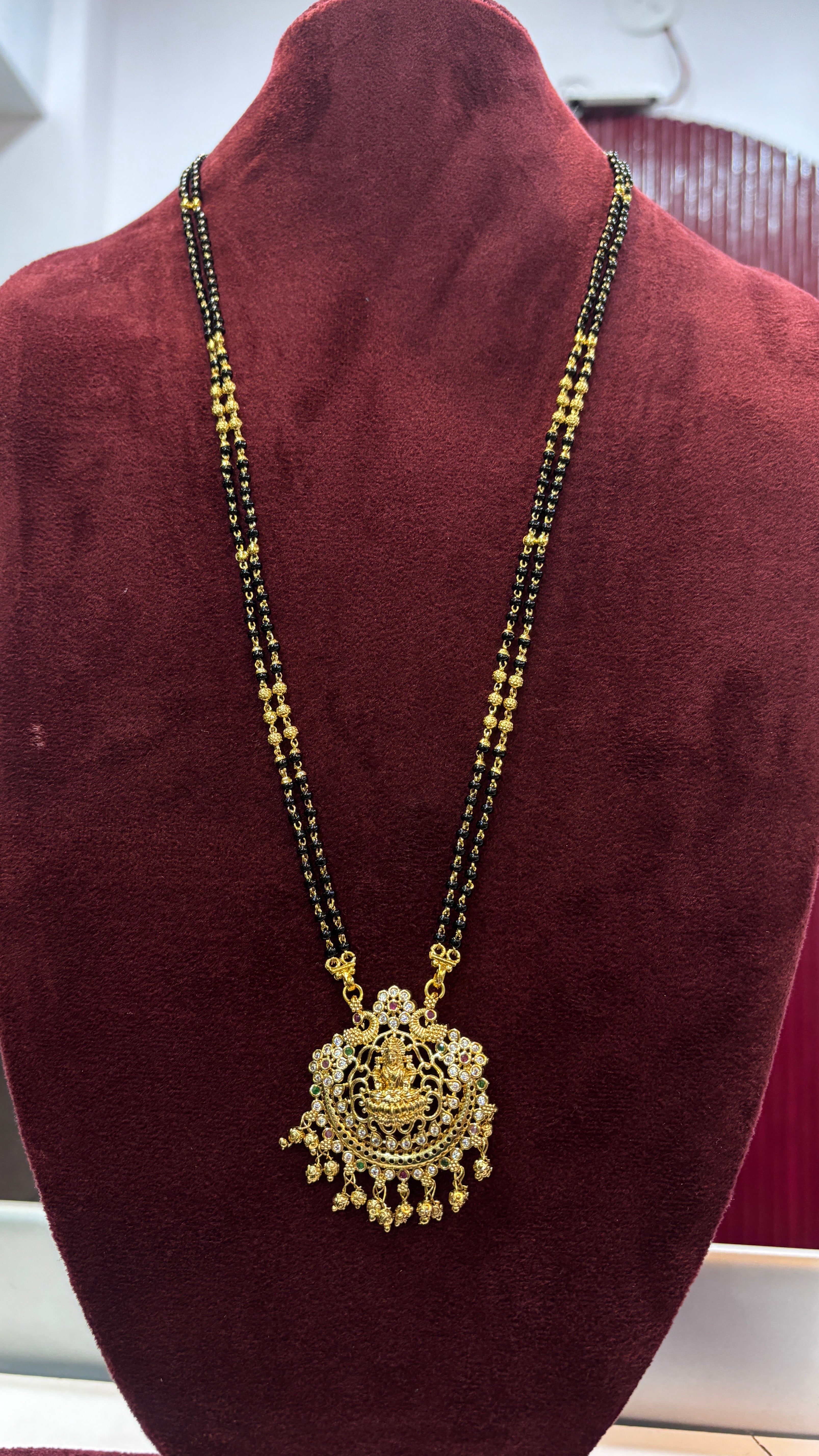 Gold Beads 2 Line Black Beads SRJLBB24