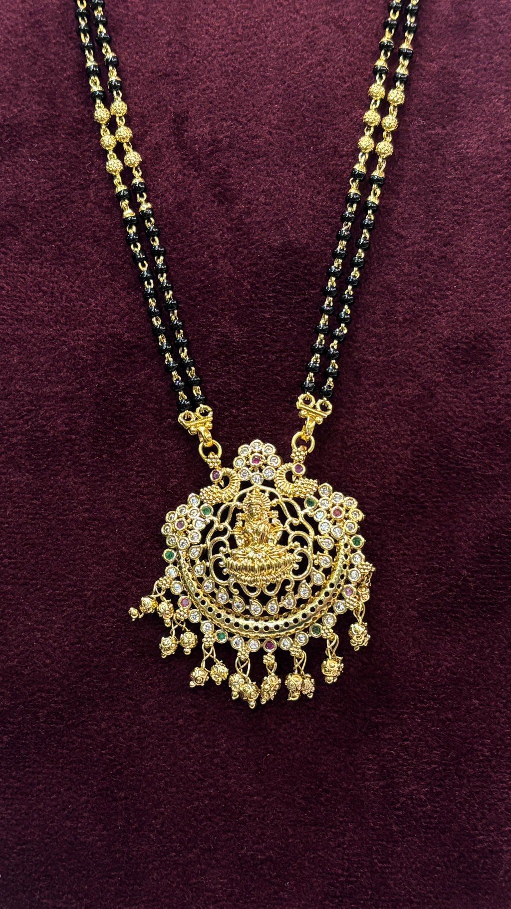 Gold Beads 2 Line Black Beads SRJLBB24