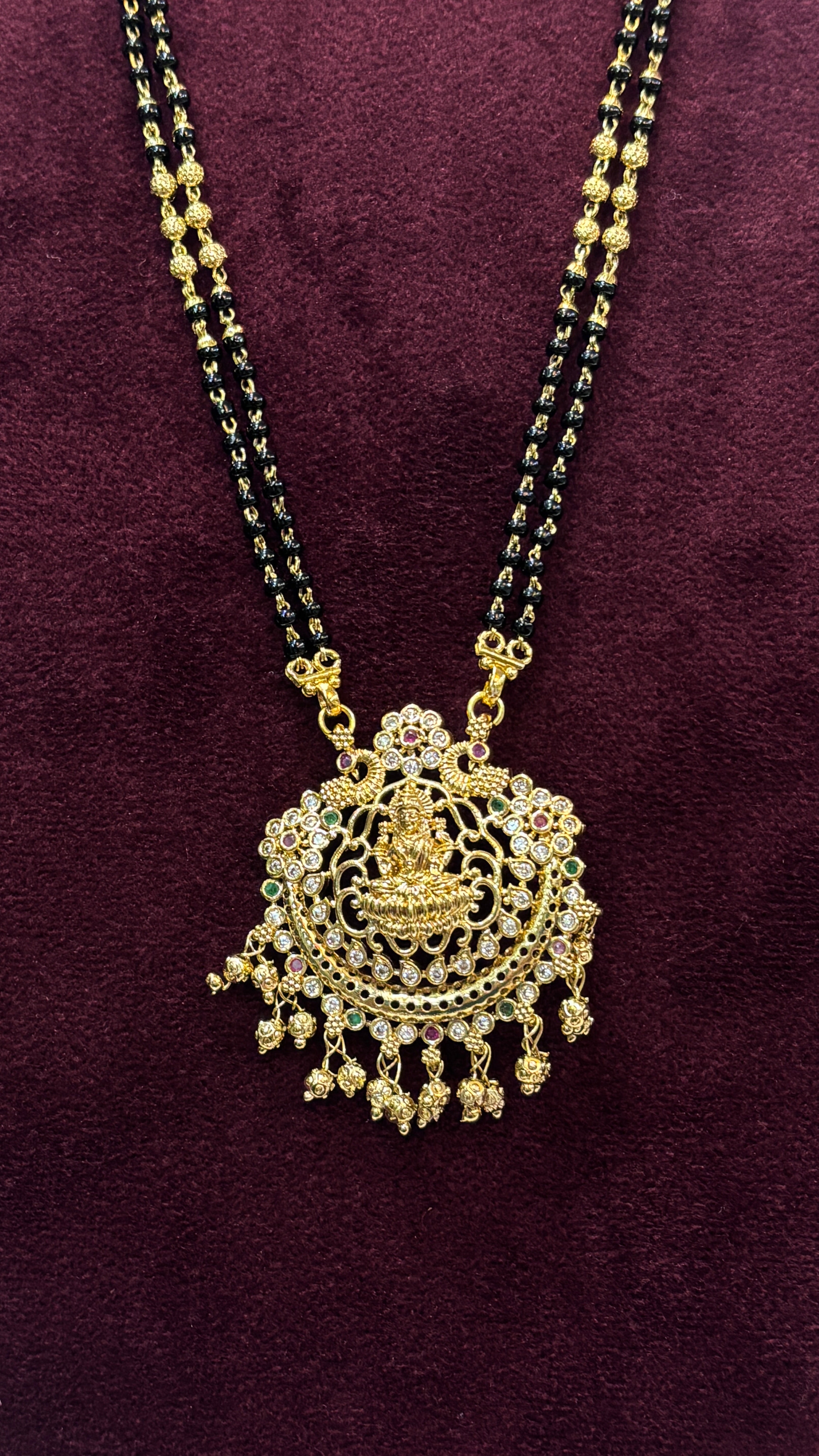Gold Beads 2 Line Black Beads SRJLBB24