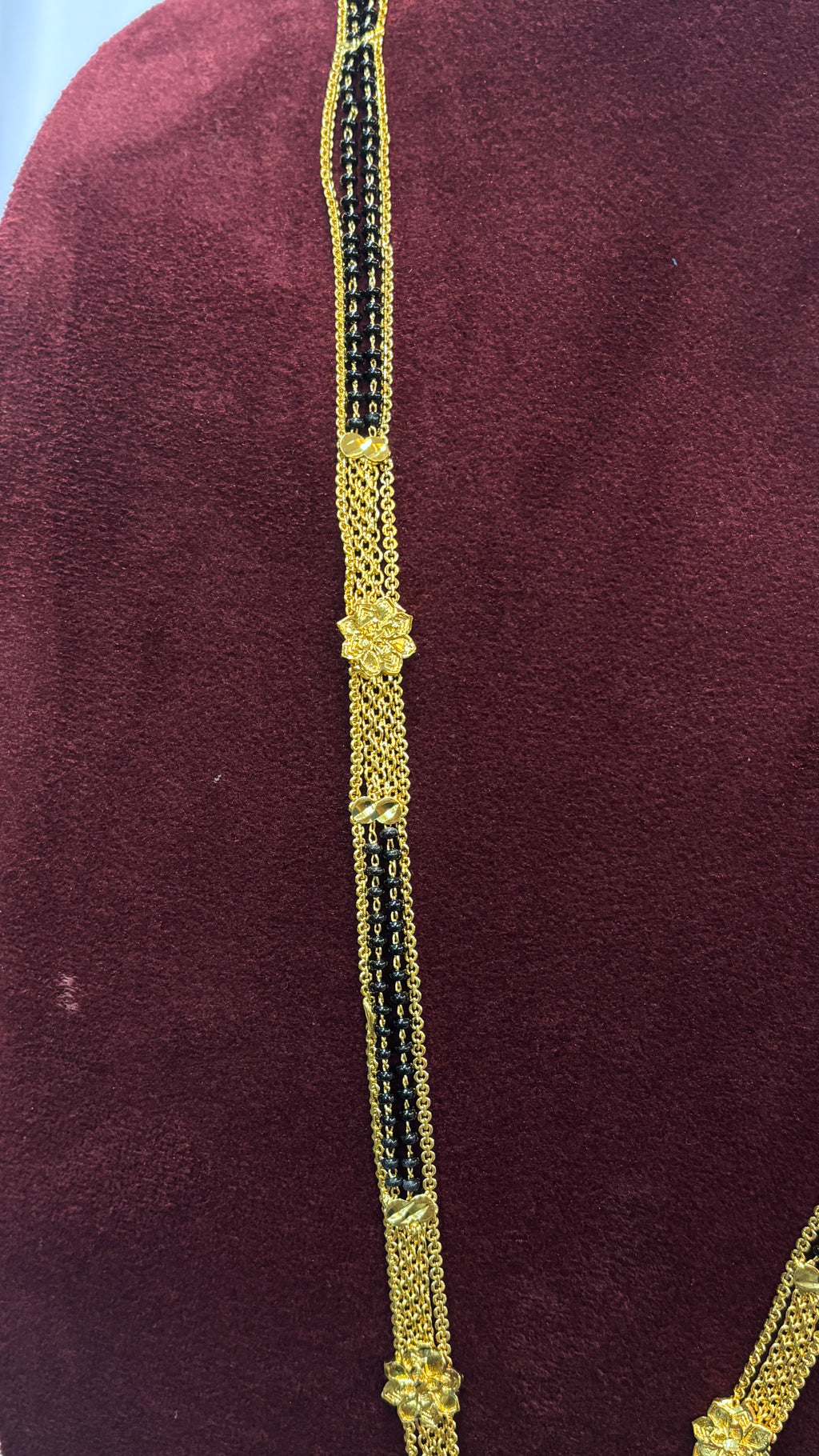 Flower Patti Black Beads SRJLBB25
