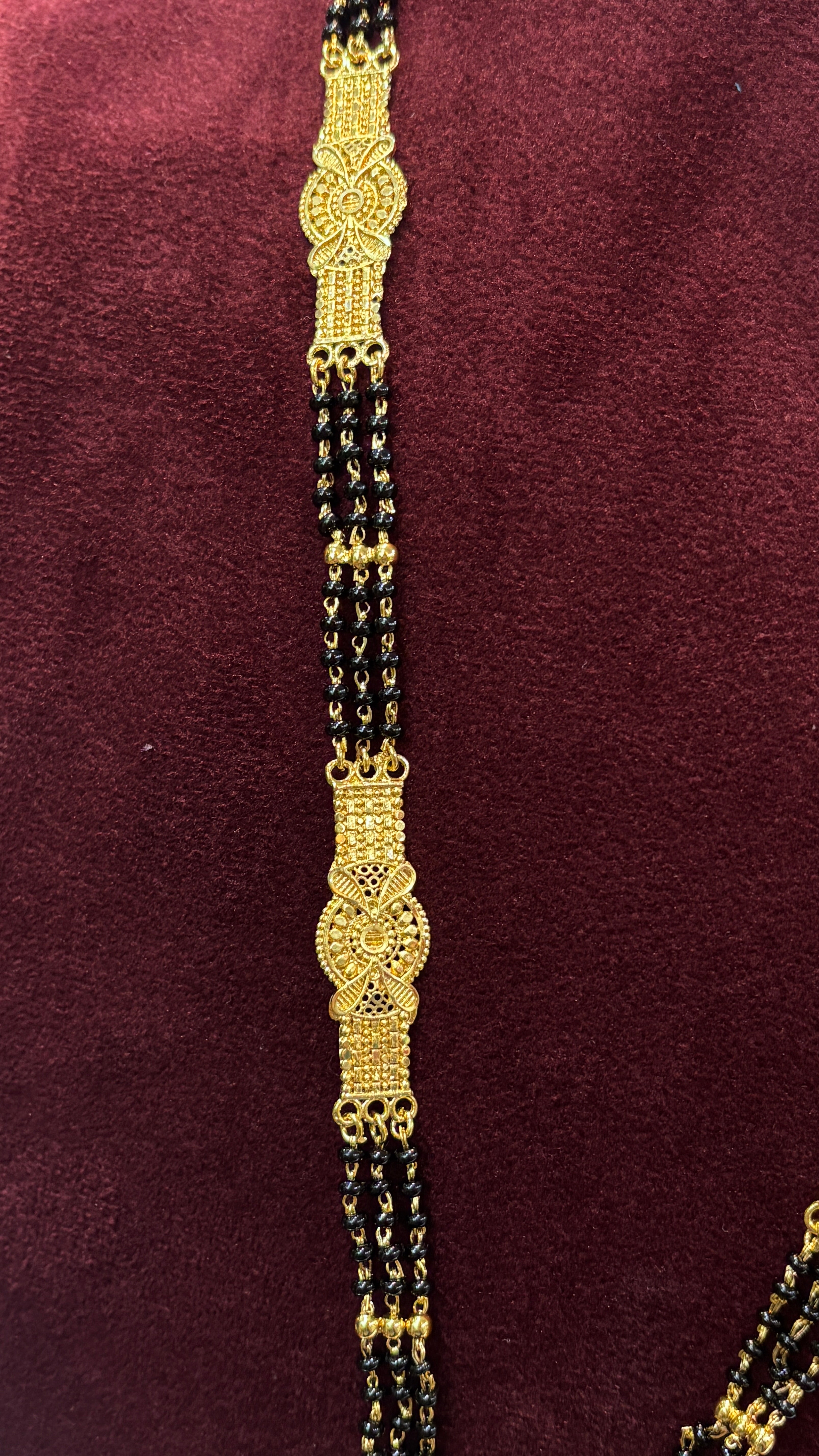 3 Line Patti Black Beads SRJLBB26