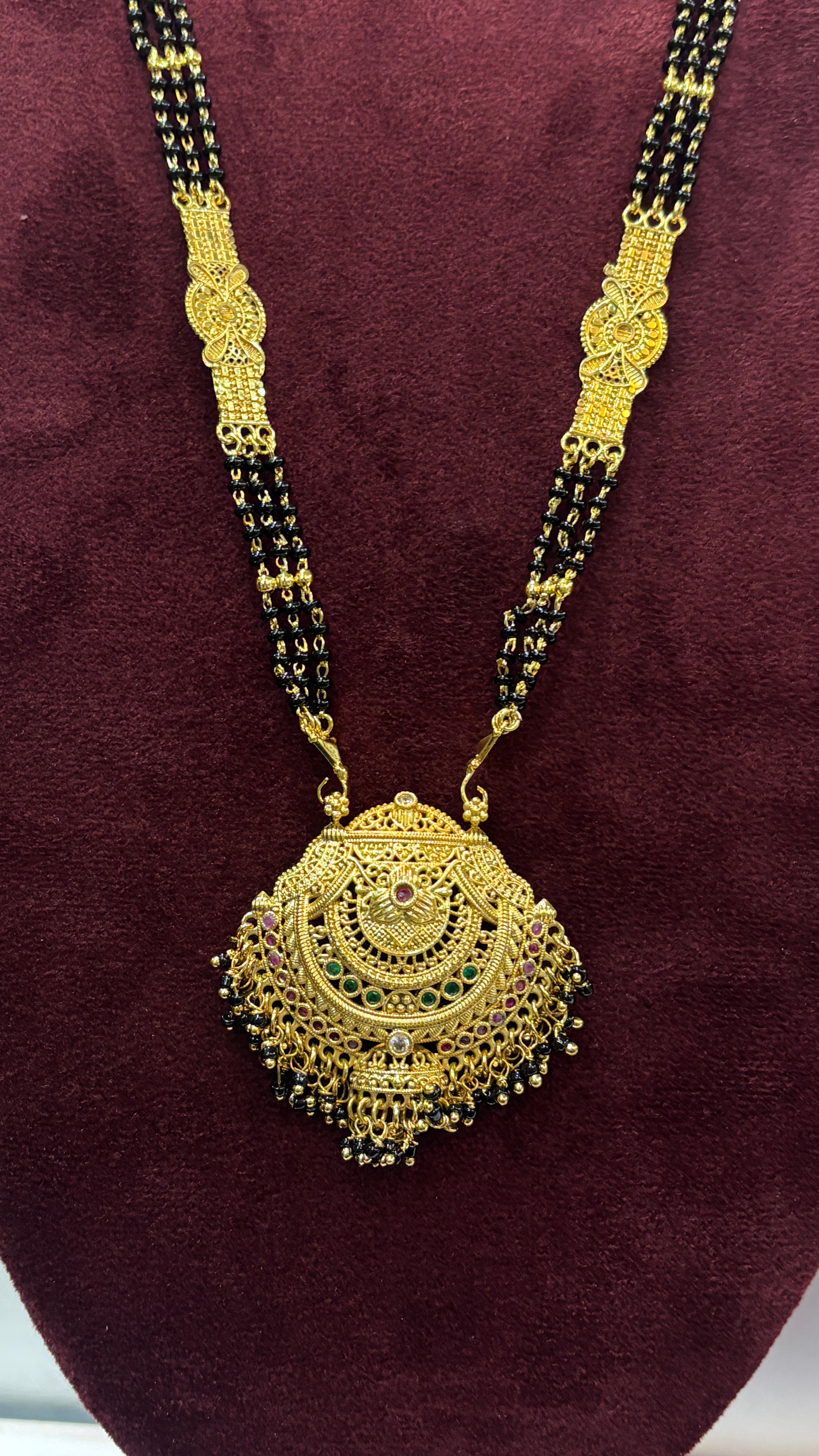 3 Line Patti Black Beads SRJLBB26