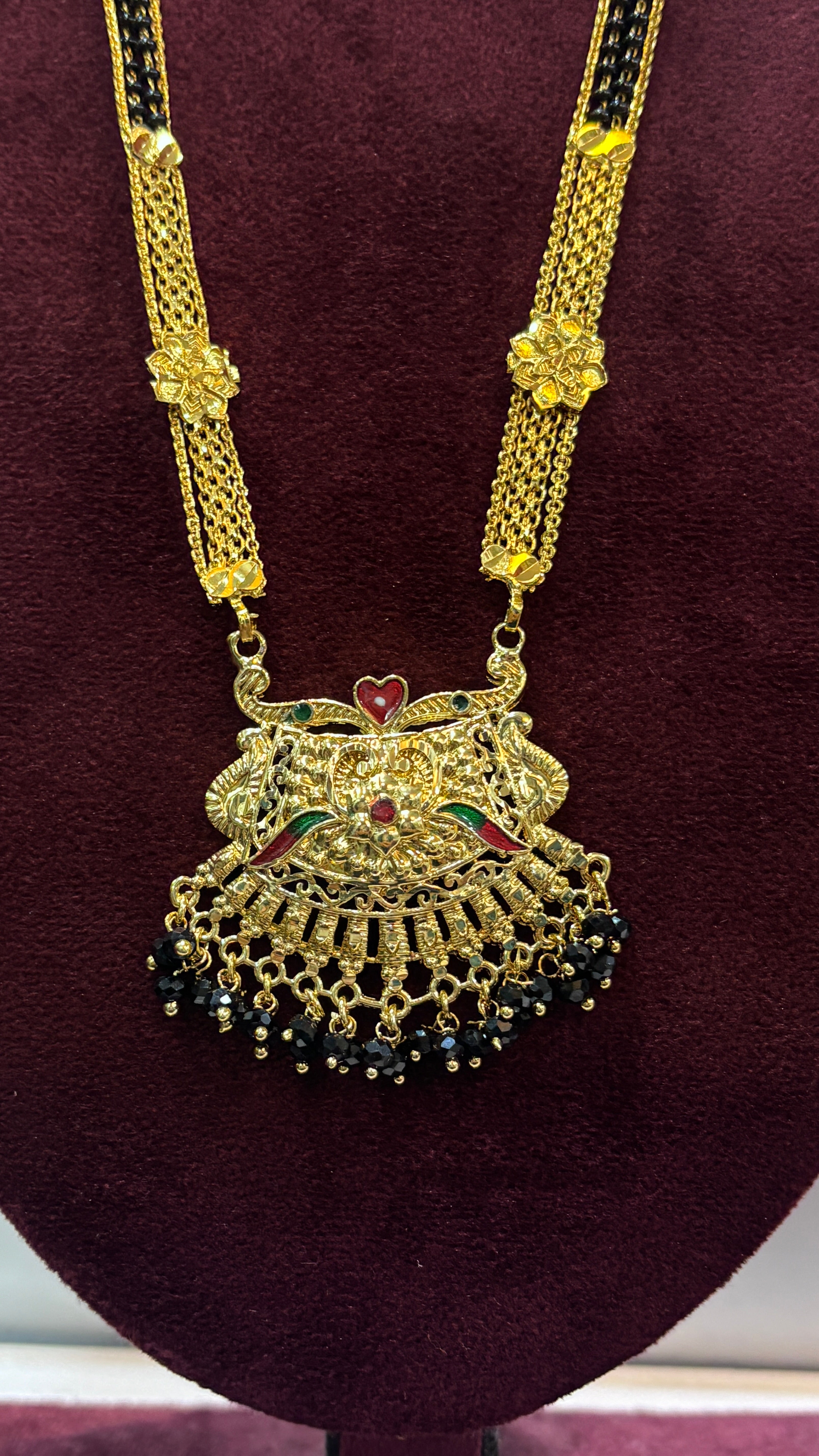 Flower Patti Black Beads SRJLBB27