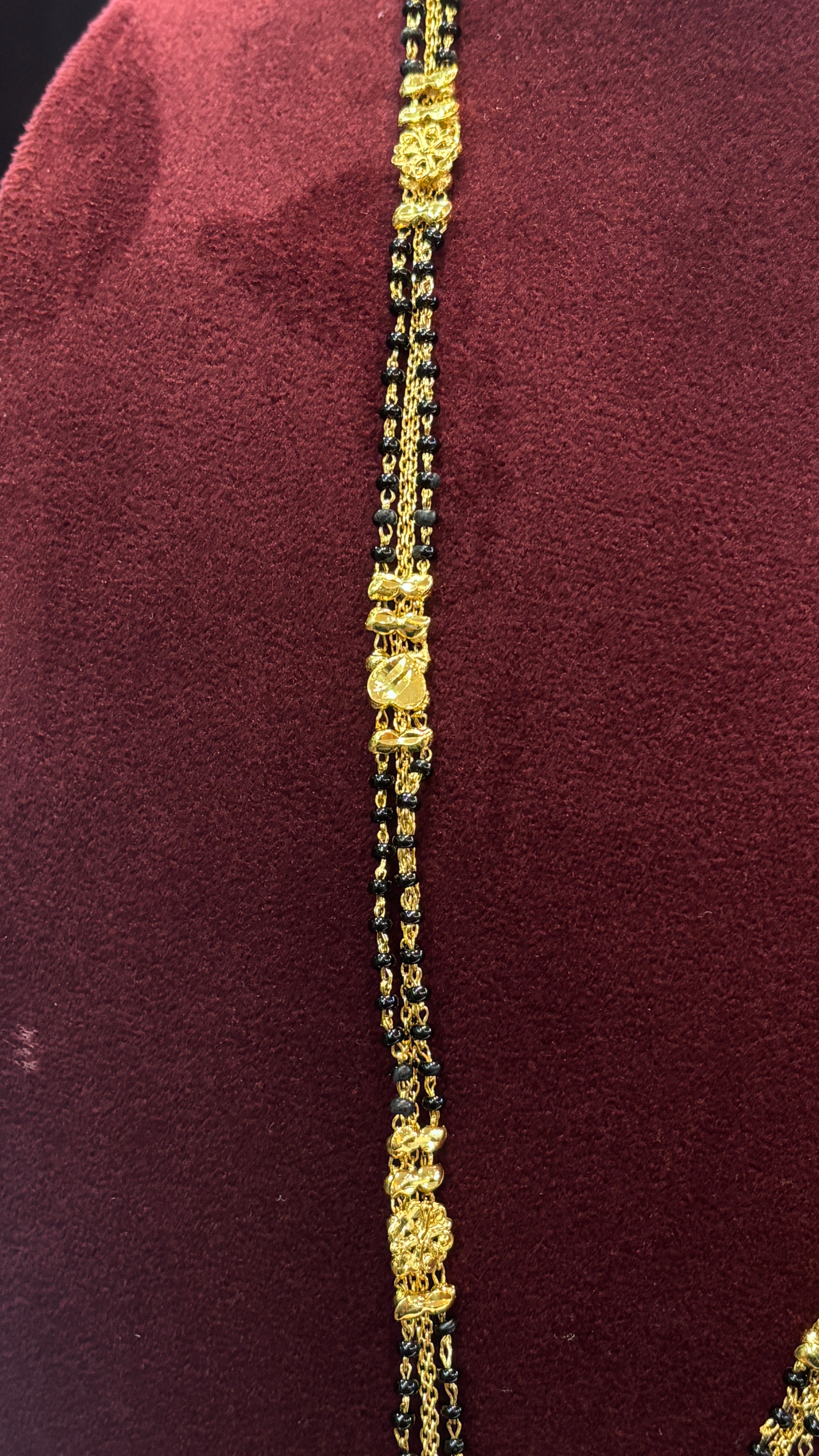 Three Line Patti Black Beads SRJLBB31