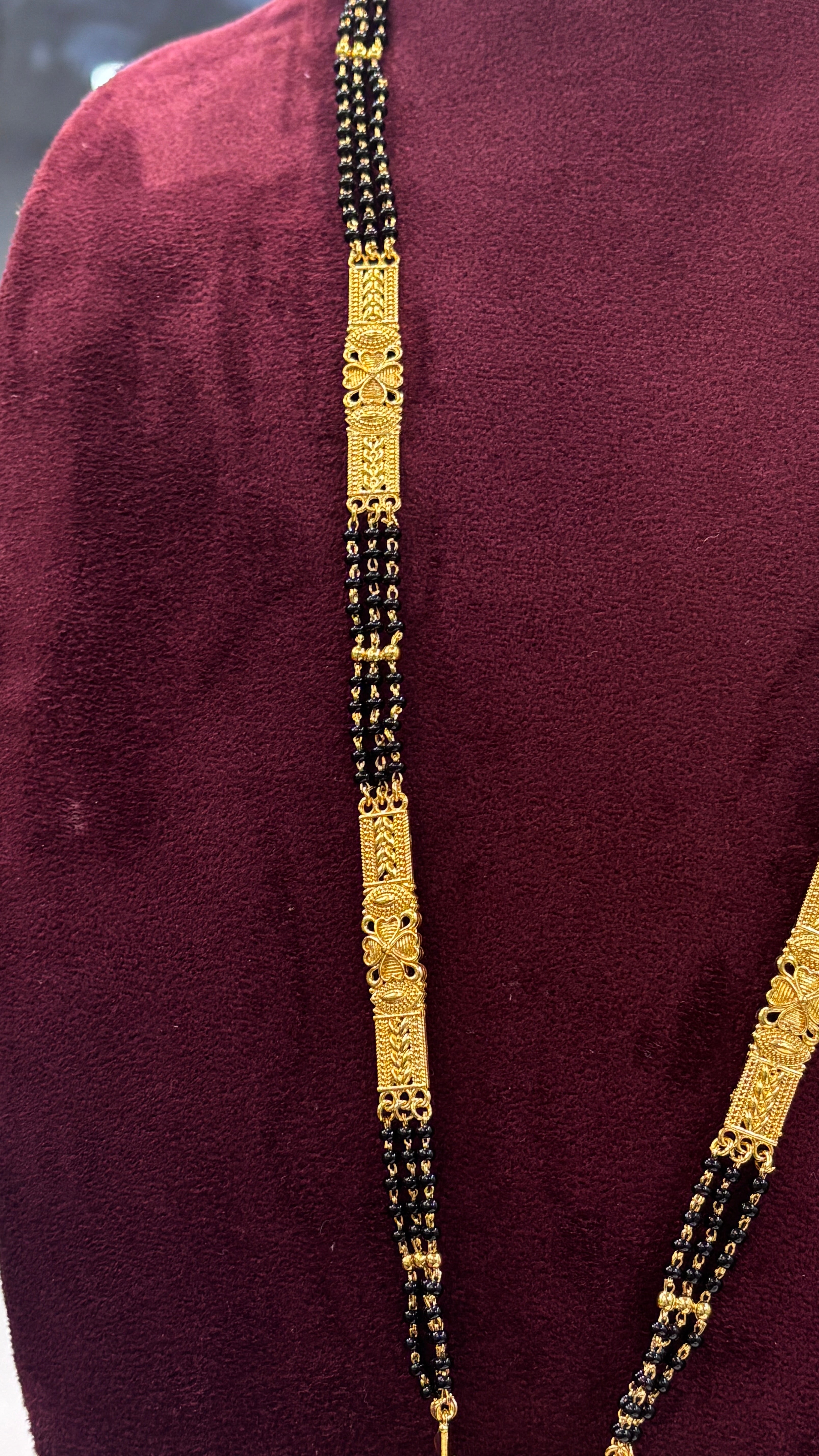 3 Line Patti Black Beads SRJLBB33