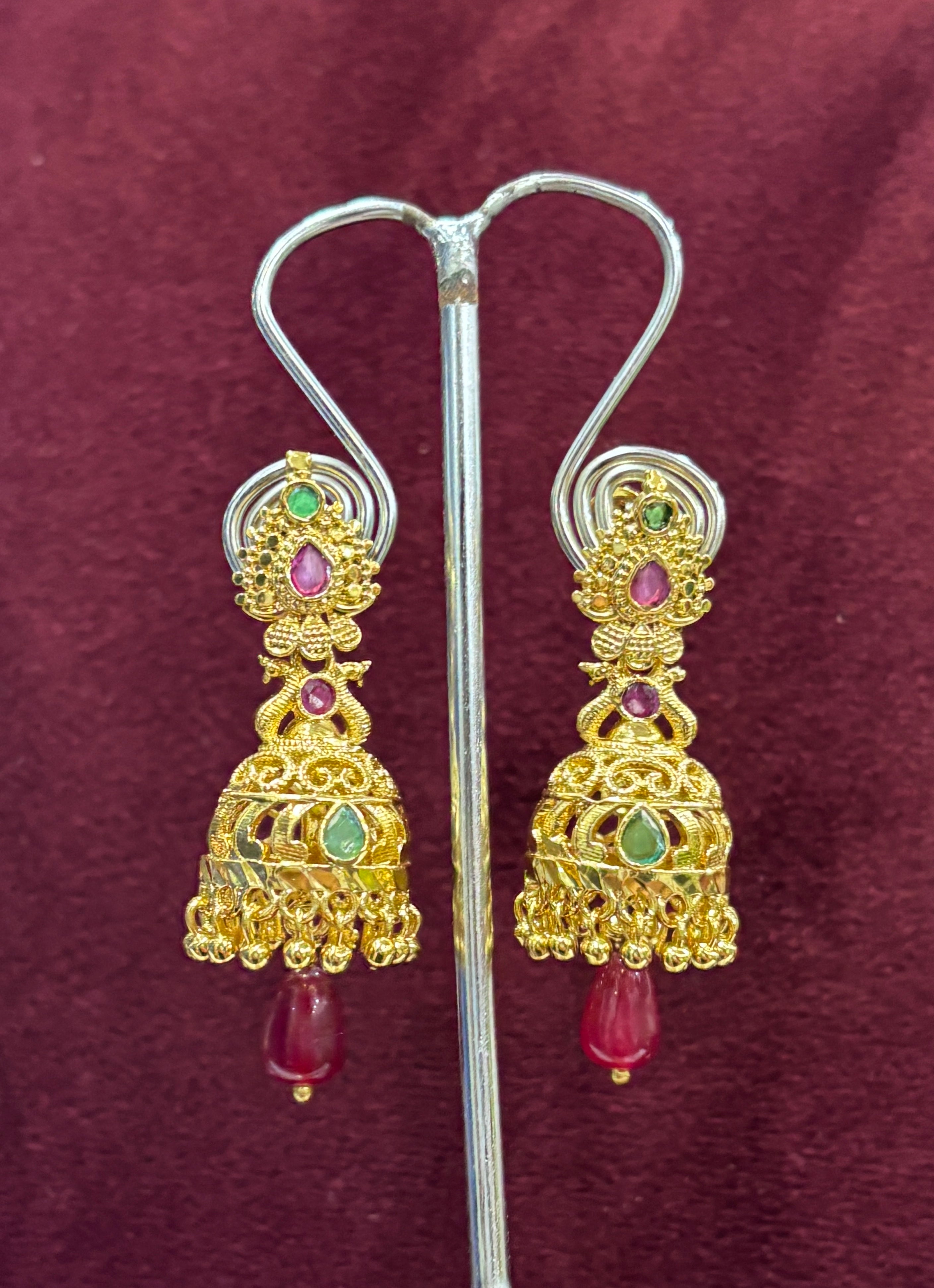 Maroon Beads Jhumka SRJER70