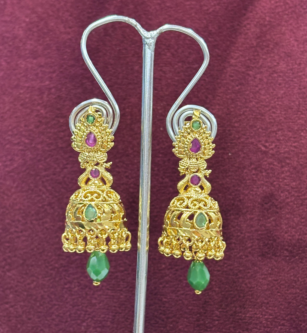 Green Bead Jhumka SRJER71