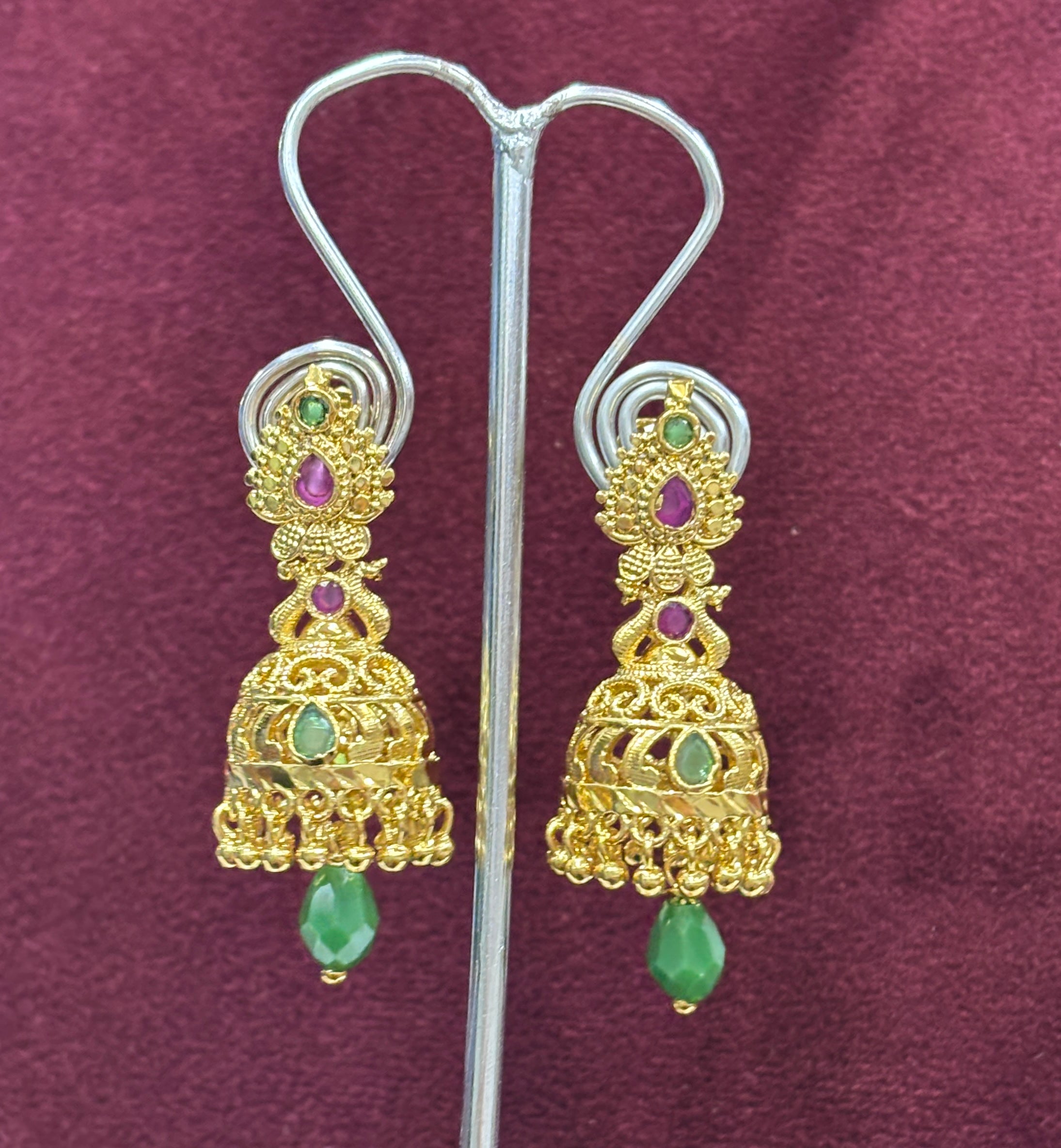 Green Bead Jhumka SRJER71