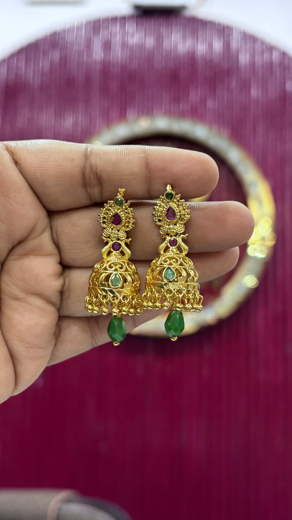 Green Bead Jhumka SRJER71