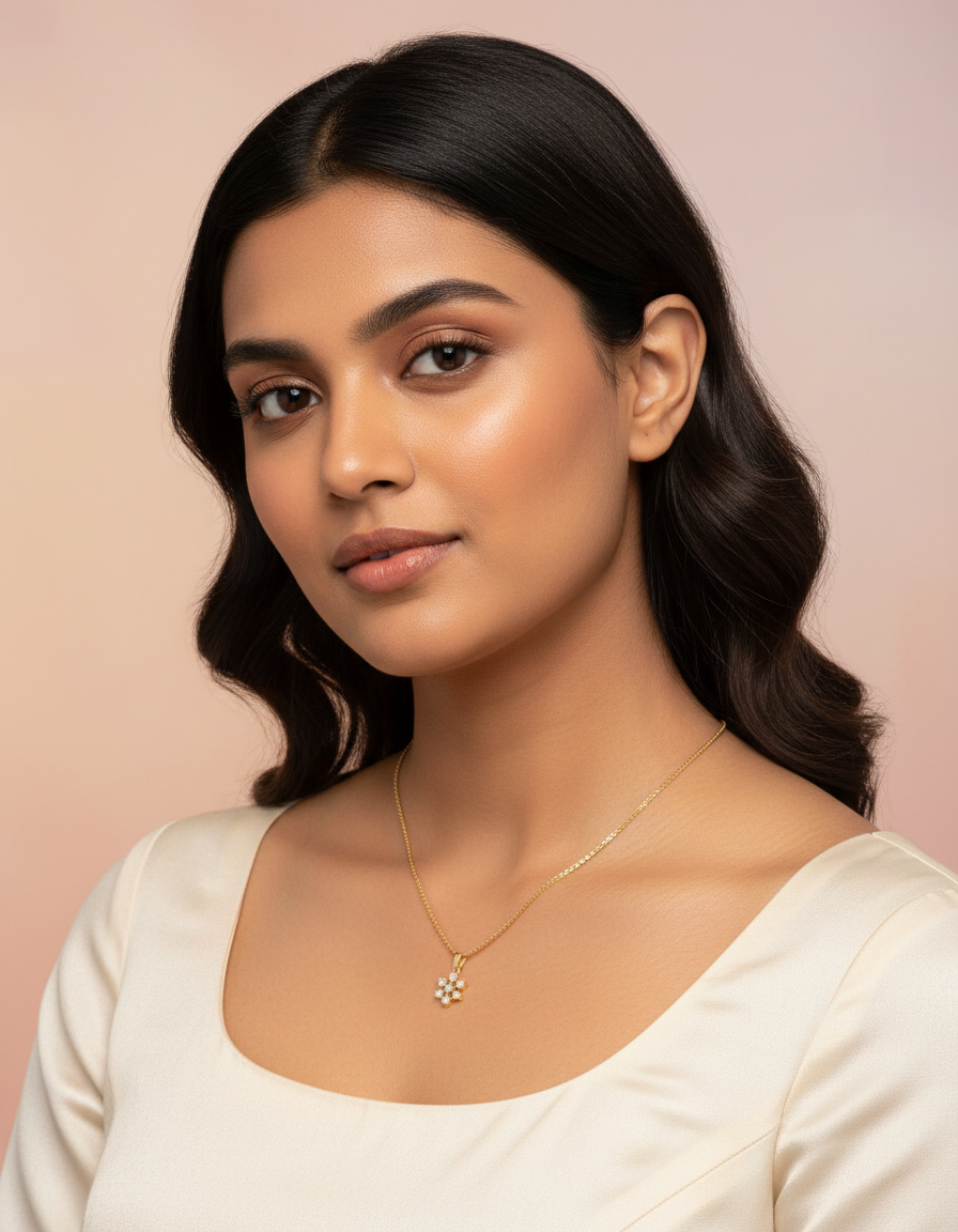 Flower Pendant (White stones)